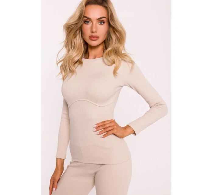 M817 Žebrovaný korzetový top s dlouhými rukávy - pískový M817 Žebrovaný korzetový top s dlouhými rukávy - pískový