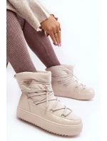 Dámské boty do sněhu na platformě se šněrováním v béžové barvě Dámské boty do sněhu na platformě se šněrováním v béžové barvě