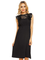 Dámské šaty s krajkovým rukávem středně dlouhé černé Černá model 15042555 White - Elli White