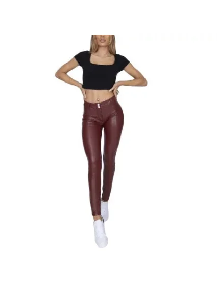 Dámské kalhoty Black Leather Mid Waist JEANS model 8889614 - Gym Glamour Dámské kalhoty Black Leather Mid Waist JEANS model 8889614 - Gym Glamour