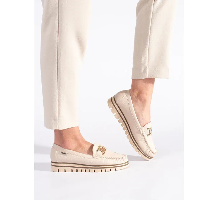 Trendy  mokasíny dámské hnědé platforma