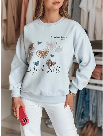 Dámská oversize mikina se srdíčky modrá Dstreet model 21989218 - FashionStreet
