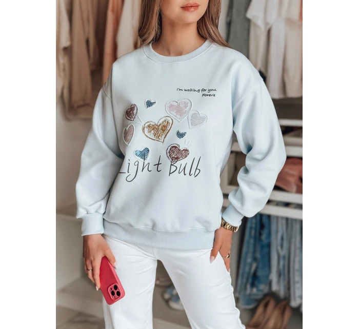 Dámská oversize mikina se srdíčky PINKNOTE modrá FashionStreet BY1502