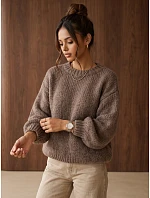 Dámský volný svetr s kulatým výstřihem Fango FashionStreet MY2586 Dámský volný svetr s kulatým výstřihem Fango FashionStreet MY2586