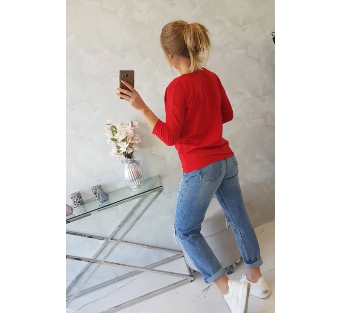 Halenka s výstřihem do V červená