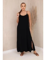 Dlouhé šaty bez ramínek černý