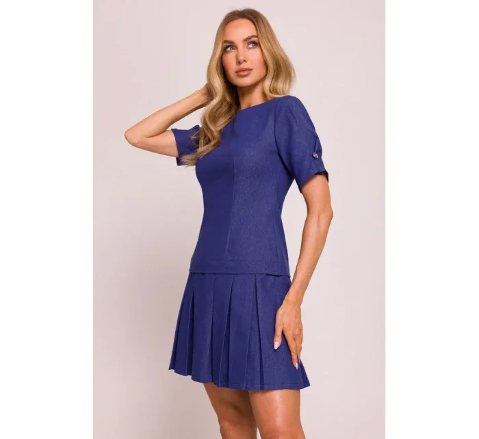 model 20970485 Džínové šaty se záhyby modré - Moe model 20970485 Džínové šaty se záhyby modré - Moe