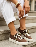Dámské tenisky s ozdobnými korálky cappuccino FashionStreet ZY1404