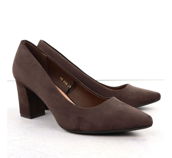 Dámské čokoládové semišové lodičky na jehlovém podpatku Sergio Leone PB414