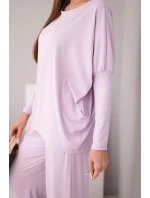 Dámská souprava z viskózy s volnou blůzou a kalhotami světle fialová