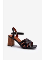 Dámské sandály na podpatku černé model 21650694 - Boto