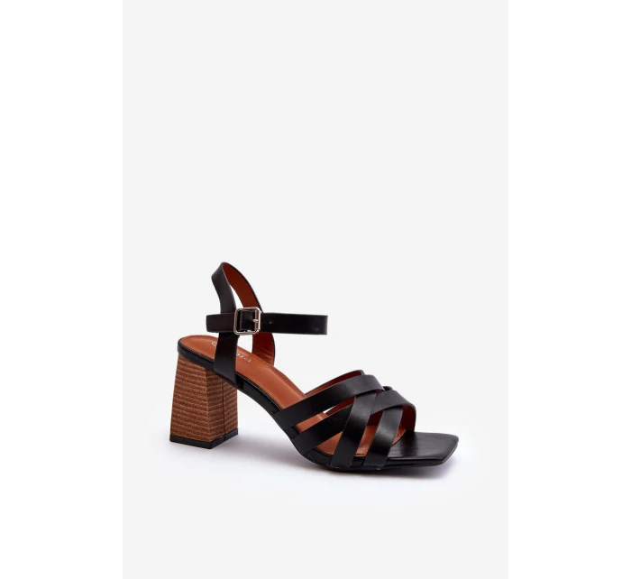 Dámské sandály na podpatku černé model 21650694 - Boto