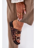 Dámské Pantofle S Přezkami Leopardí Hnědé model 21695871 - Zaxy