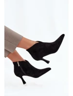 Nízké dámské kotníkové boty na jehlovém podpatku semiš černé model 21709922 - Boto Nízké dámské kotníkové boty na jehlovém podpatku semiš černé model 21709922 - Boto