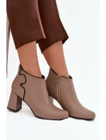 Kožené zateplené kotníkové boty na jehlový podpatek Béžové Ivessara Kožené zateplené kotníkové boty na jehlový podpatek Béžové Ivessara