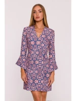 M877 Šaty s potiskem a širokými manžetami - model 3