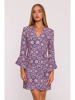 M877 Šaty s potiskem a širokými manžetami - model 3