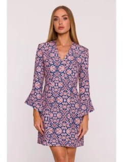 M877 Šaty s potiskem a širokými manžetami - model 3