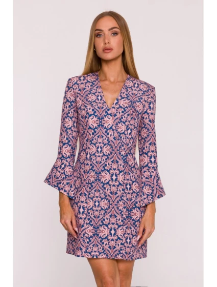 M877 Šaty s potiskem a širokými manžetami - model 3