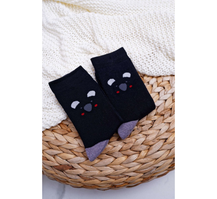 Dámské Ponožky Teplé Černé s Pandou