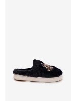 Dámské chlupaté papuče srdíčka – černé Amandra Dámské chlupaté papuče srdíčka – černé Amandra