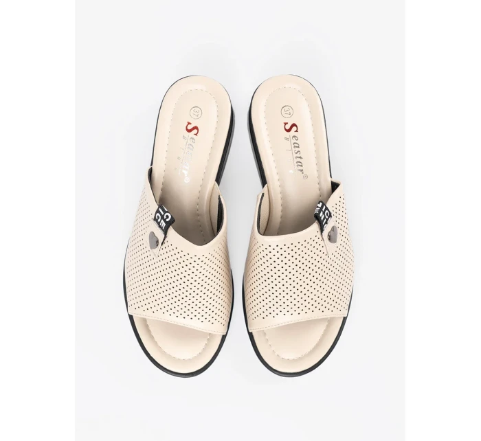 Jedinečné Jasnobeżowy  nazouváky dámské platforma