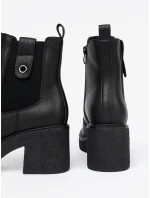 Exkluzívní dámské černé  kotníčkové boty platforma