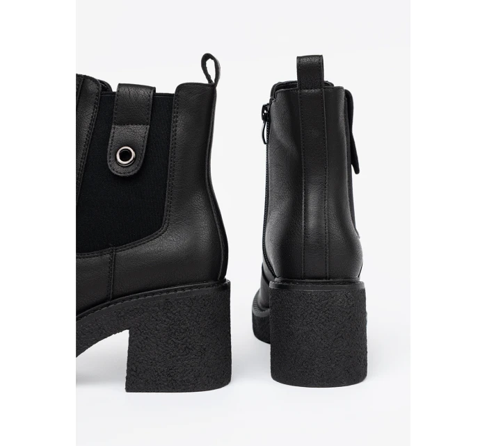 Exkluzívní dámské černé  kotníčkové boty platforma