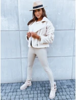 Dámská kožená bunda PLAYDIVA light beige FashionStreet TY3852 Dámská kožená bunda PLAYDIVA light beige FashionStreet TY3852