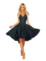 300-5 PATRICIA - šaty s delšími zády a krajkovým výstřihem - BOTTLE GREEN 300-5 PATRICIA - šaty s delšími zády a krajkovým výstřihem - BOTTLE GREEN