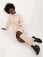 Světlebéžové látkové šaty s rolákem (0547) Světlebéžové látkové šaty s rolákem (0547)