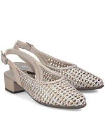 Dámské metalické béžové sandály Rieker 47078-90