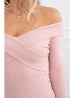 Halenka s výstřihem do V tmavě pudrově růžová Halenka s výstřihem do V tmavě pudrově růžová