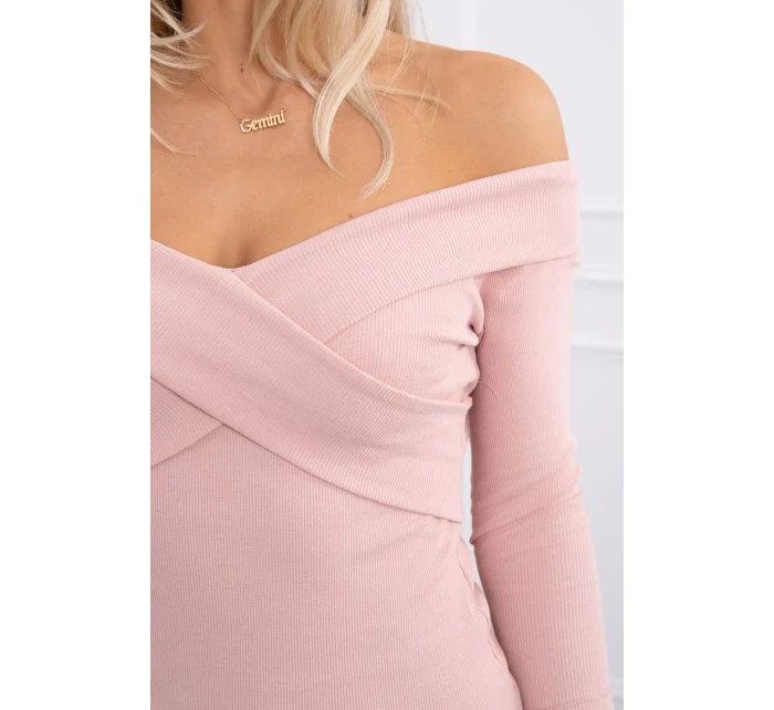 Halenka s výstřihem do V tmavě pudrově růžová Halenka s výstřihem do V tmavě pudrově růžová