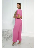 Kombinéza s ozdobným páskem v pase světle růžová Kombinéza s ozdobným páskem v pase světle růžová