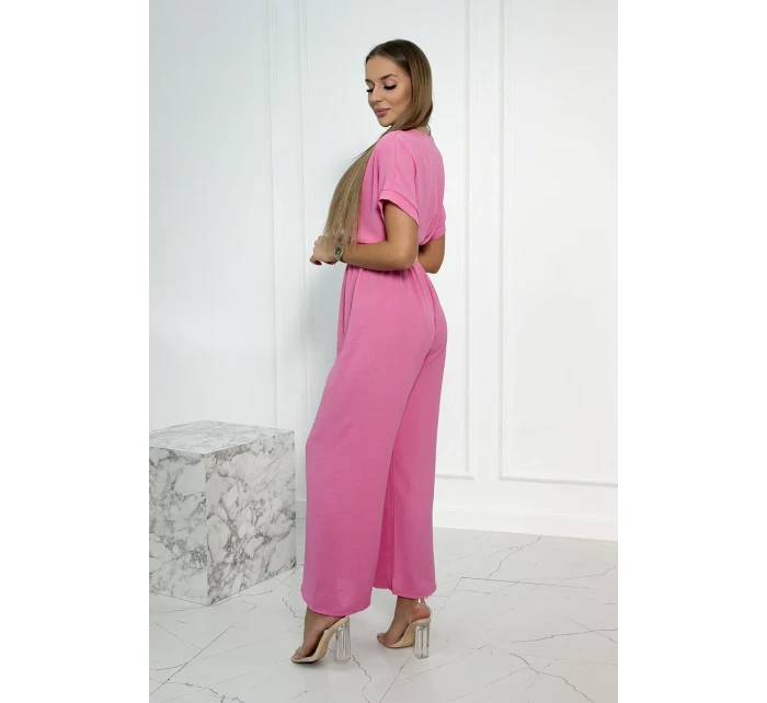 Kombinéza s ozdobným páskem v pase světle růžová Kombinéza s ozdobným páskem v pase světle růžová