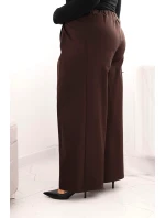 Dámské kalhoty Plus Size s širokými nohavicemi a model 21728709 hnědé - K-Fashion
