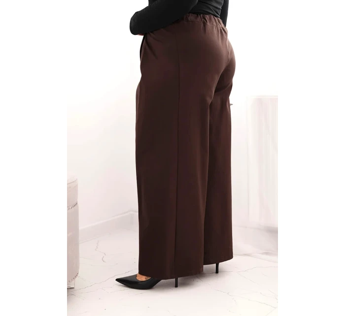 Dámské kalhoty Plus Size s širokými nohavicemi a model 21728709 hnědé - K-Fashion