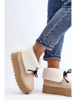 Sněhule na platformě s kožešinou světle béžové model 21644734 - Boto