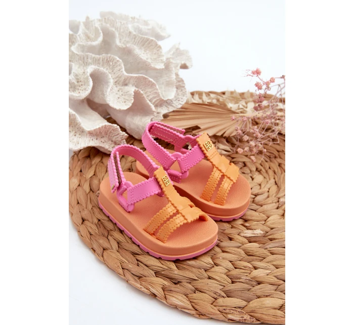 Dětské sandálky na suchý zip  Oranžové model 21662007 - Zaxy