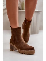 Dámské boty na podpatku z eko semiše zateplené tmavě hnědé Nevitas Dámské boty na podpatku z eko semiše zateplené tmavě hnědé Nevitas