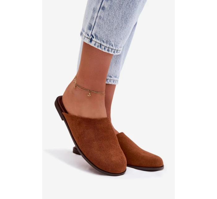 Dámské ploché sandály z eko semiše Camel model 21960869 - Boto