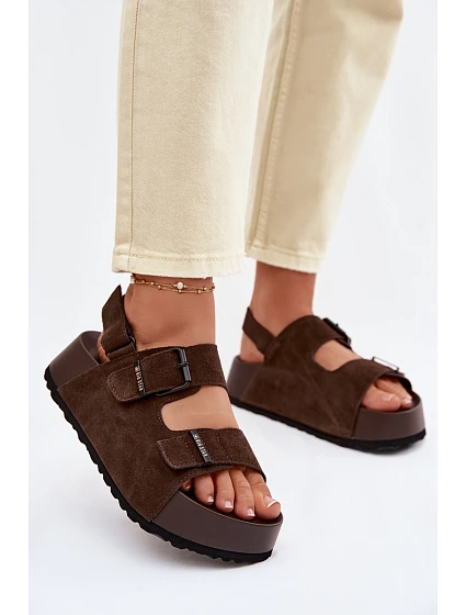 Semišové sandály na platformě Big Star TT274236 čokoládové Semišové sandály na platformě Big Star TT274236 čokoládové