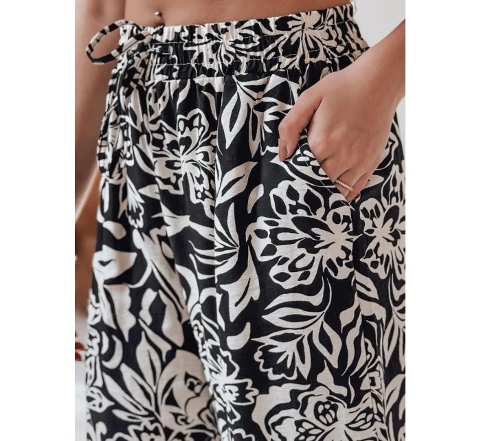 Dámské kalhoty ze široké látky TROPICAL SUN černé FashionStreet UY2634