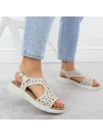 Dámské vyvýšené krémové ažurové sandály Sergio Leone SK-850 Dámské vyvýšené krémové ažurové sandály Sergio Leone SK-850