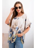 Dámská bavlněná košile s květinovým vzorem béžový