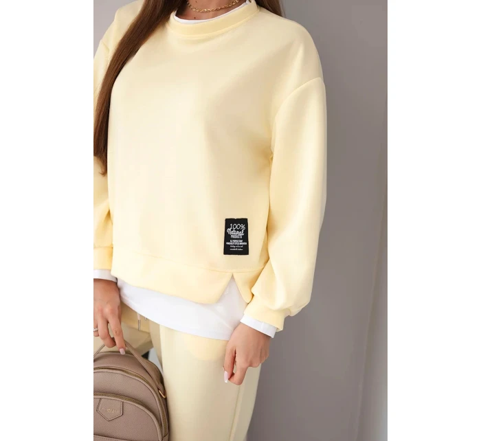 Dámská souprava s máslovou barvou, volná mikina a tepláky žlutý Dámská souprava s máslovou barvou, volná mikina a tepláky žlutý