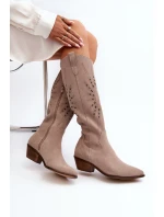 Semišové Lodičky s na Nízkém Podpatku Bežové model 21646141 - Zazoo