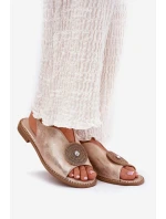 Lesklé Dámské Sandály S Dekorativním Detailem S.Barski KV51-012 Růžové Zlato