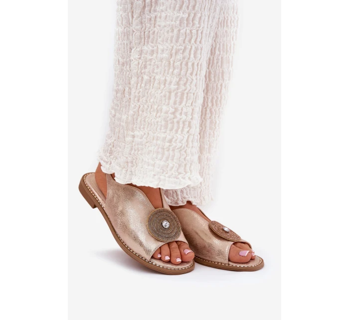 Lesklé Dámské Sandály S Dekorativním Detailem S.Barski KV51-012 Růžové Zlato